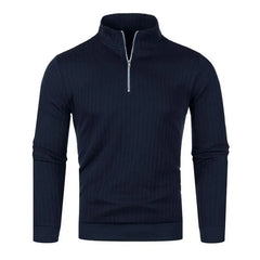 Rollkragenpullover mit Viertelreißverschluss in Marineblau