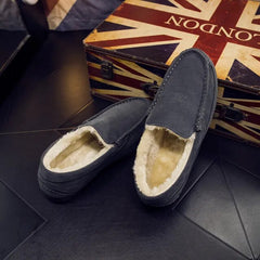 Herren Winter Leder Loafer Schuhe in Gray