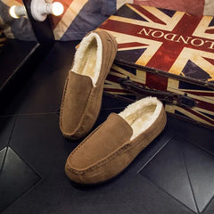 Herren Winter Leder Loafer Schuhe in Beige