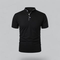William | Ohne Kragen Taillierter Schnitt Poloshirt in Schwarz