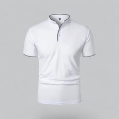 William | Ohne Kragen Taillierter Schnitt Poloshirt in Weiß