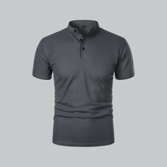 William | Ohne Kragen Taillierter Schnitt Poloshirt in Dunkelgrau