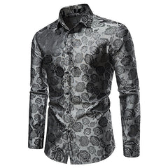 Oliver | Langarm Hochglanz Langarmhemd in Silber