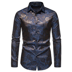 Oliver | Langarm Hochglanz Langarmhemd in Marineblau
