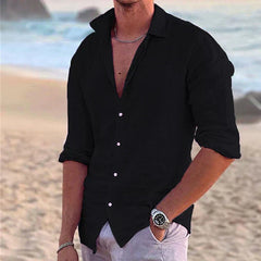 Barnaby | Lässige Passform Regular-Fit Langarmhemd in Schwarz