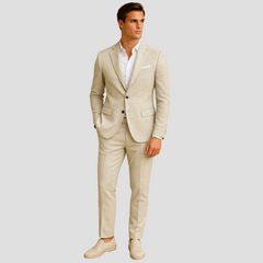 Julian | Einreihig Tailliert Zweiteiliges Anzugset in Beige