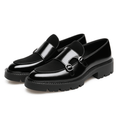 Patrick | Doppelschnalle Mönchsgurt Schnallenschuhe in Schwarz