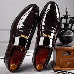 Leonard | Schlupf Hochglanz Loafer in Braun