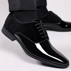 Frederick | Schnürung Hochglanz Schnürschuhe in Schwarz