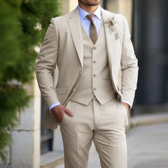 Elegante Herren Hochzeitsgast Anzug | Dreiteiler in Beige
