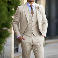3-teiliger Hochzeitsgastanzug Für Herren | Elegant in Beige