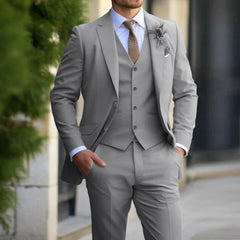 Elegante Herren Hochzeitsgast Anzug | Dreiteiler in Grau