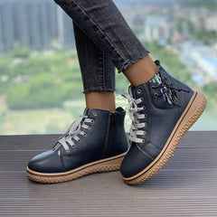 Merle™ - Warm gefütterte Lederschuhe in Schwarz