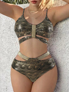 Viviana® | Metallic-Push-Up-Badeanzug in Grau
