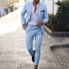 Jayceon - Herrenblazer und Hose in Hellblau