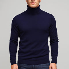 Moritz | Herren Merinowoll Rollkragenpullover in Marineblau
