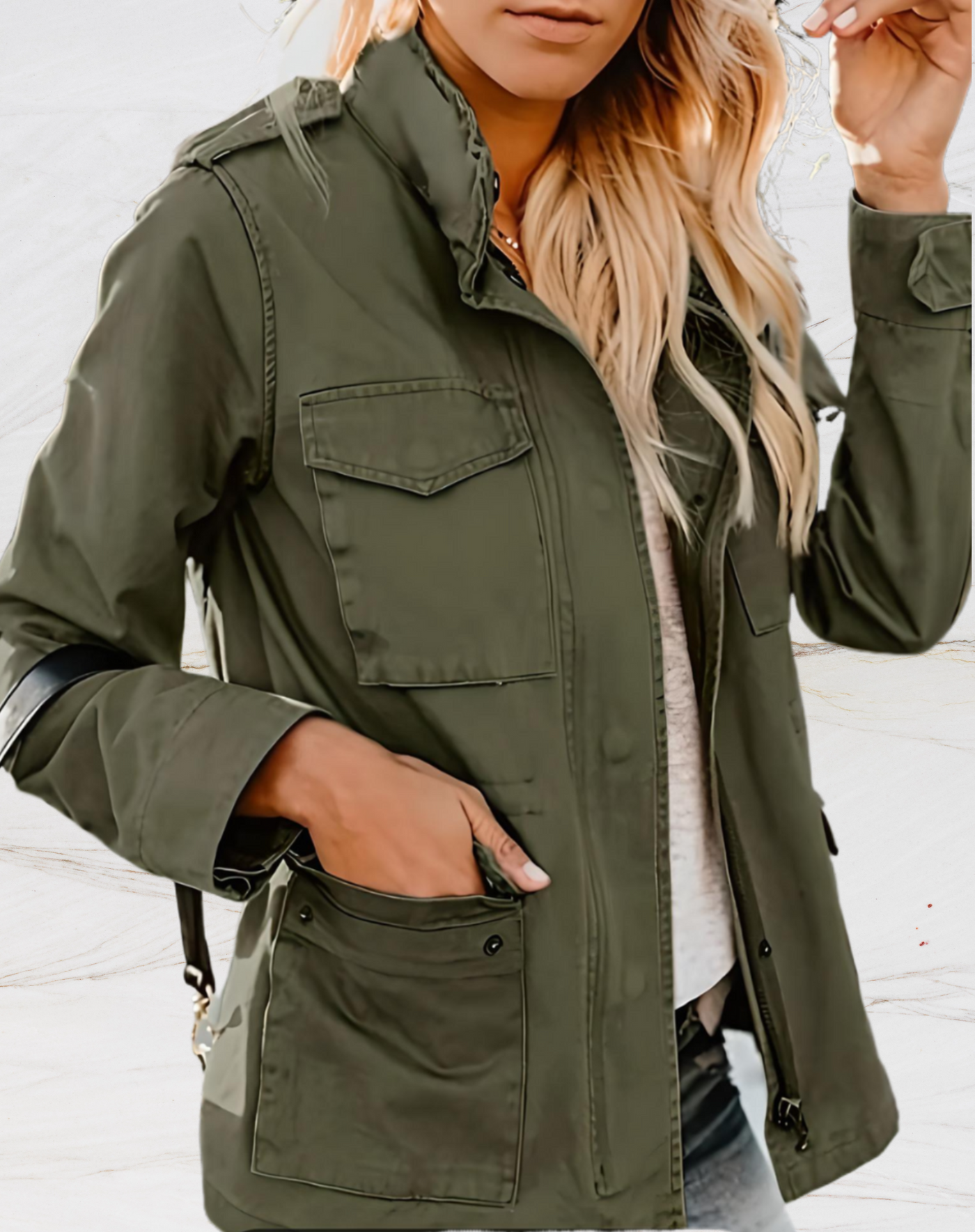 Jacke mit Reissverschluss und Taschen für Frauen