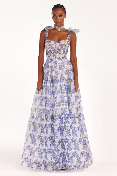 Parvati - Schulterschleife Florales Maxikleid