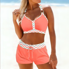 Zweiteiliges Bikini-Set mit Prints für Damen in Rosa
