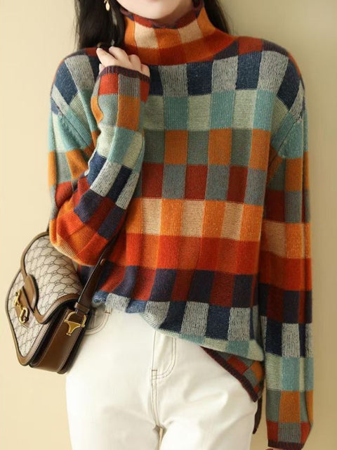 Bunter Rollkragenpullover für Frauen