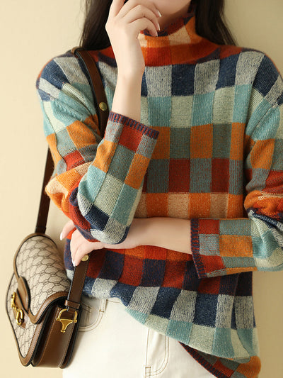 Bunter Rollkragenpullover für Frauen
