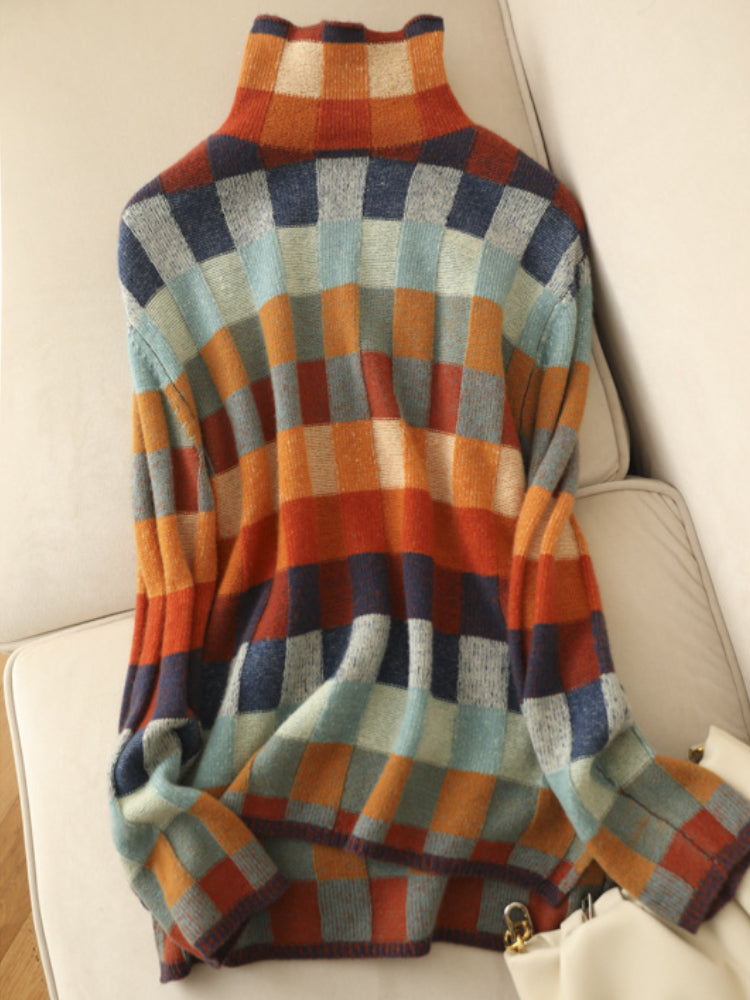 Bunter Rollkragenpullover für Frauen