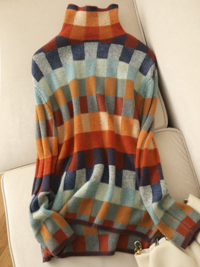 Bunter Rollkragenpullover für Frauen