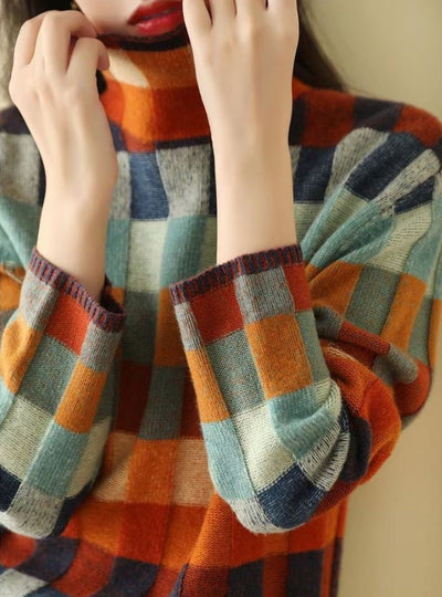Bunter Rollkragenpullover für Frauen