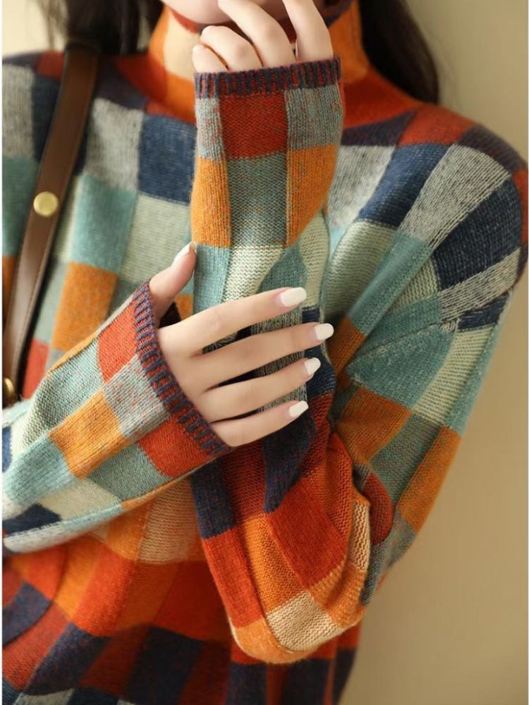 Bunter Rollkragenpullover für Frauen