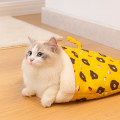 MoonLounge | Plüsch-Katzen-Schlafpod in Gelb