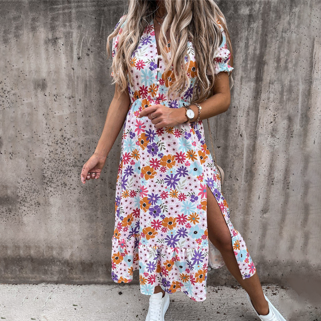 Waltraud - Lässig Geschlitztes Kleid