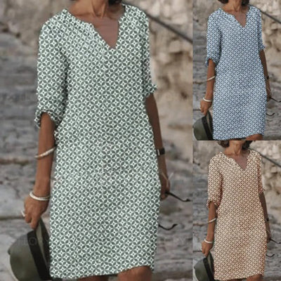 V-Ausschnitt Bedrucktes Midikleid für Damen