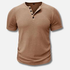 Herren Muscle Fit Kurzarm Henley T-Shirt in Khaki
