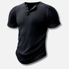 Maximilian | Herren figurbetontes Knopfleisten Shirt in Schwarz