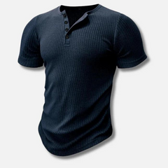 Maximilian | Herren figurbetontes Knopfleisten Shirt in Blau