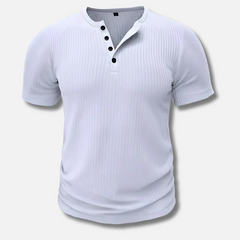 Maximilian | Herren figurbetontes Knopfleisten Shirt in Weiß
