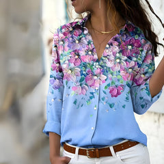 Pearl - Lässige Damen Bluse mit Muster in Blau
