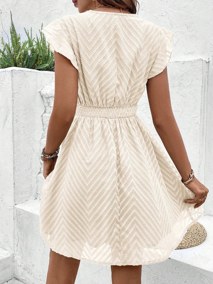 Nadine – Kleid Mit Spitzen-Patchwork Farbblock Und Rüschen
