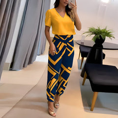 Nathalie - Damen Bluse & Hose Set in Gelb