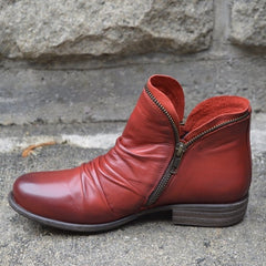 Stiefelette Damen Komfort Herbst | Modisch Reißverschluss in Rot