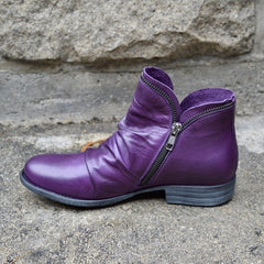 Stiefelette Damen Komfort Herbst | Modisch Reißverschluss in Lila
