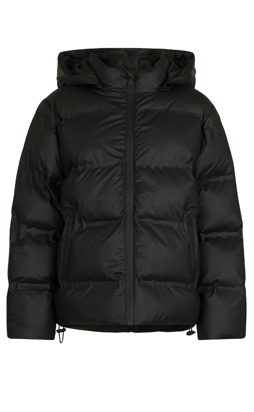 Schwarze Daunen Jacke für Damen | Mit Kapuze