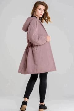 Wiebke | Damen Lässig Knopfverschluss Lange Regenjacke in Rosa