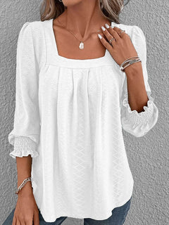 Nicole | Lässige Baumwollbluse mit eckigem Ausschnitt in Weiß