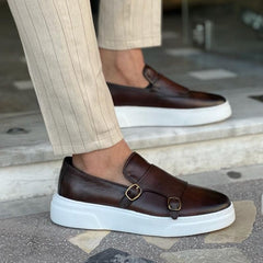 Florian - Doppelschnalle Schuhe in Braun