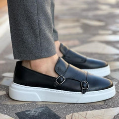 Florian - Doppelschnalle Schuhe in Schwarz