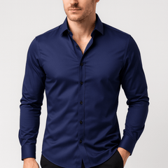 Matthias | Herren Stretch Businesshemd in Blau