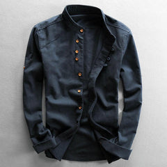 Frank | Herren Japanisches Button Hemd in Marineblau
