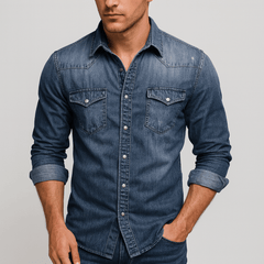 Peter | Herren Klassisches Jeanshemd in Hell Blau