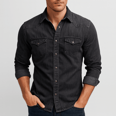 Peter | Herren Klassisches Jeanshemd in Schwarz